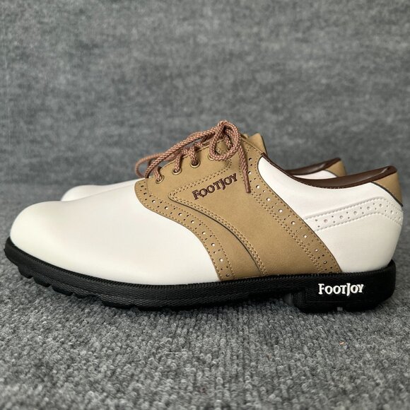 FootJoy Other - FootJoy GreenJoys Golf Shoes Mens 9.5M Tan Brown White Leather Soft Spikes 45446